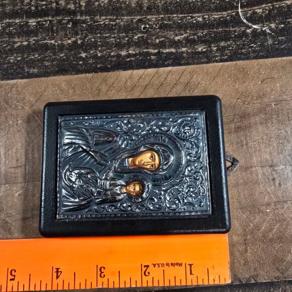 MCM Pure Silver 950 Byzantine Art Plaque - Virgin Mary - Picture 4 of 5